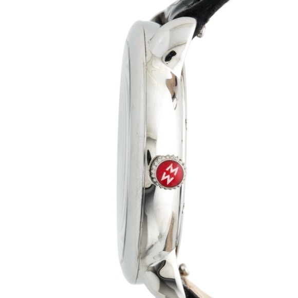 MICHELE Serein Mother of Pearl Diamond Dial Watch w/Extra Black Red Tan Straps - Picture 2 of 4